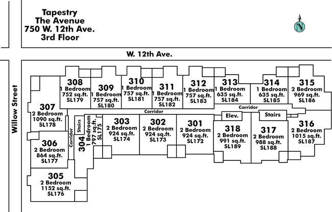 Tapestry floor plate – Floor 3, Vancouver