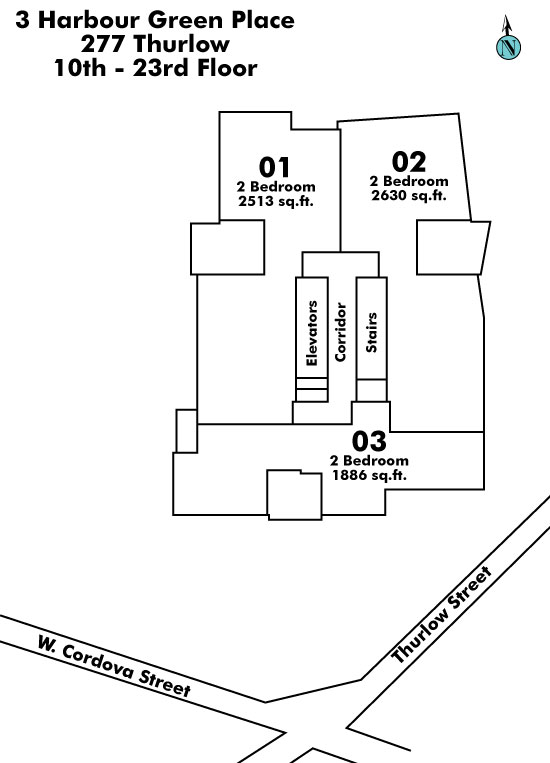 Four Harbour Green floor plate – Floor 10,11,12,13,14,15,16,17,18,19,20,21,22, Vancouver