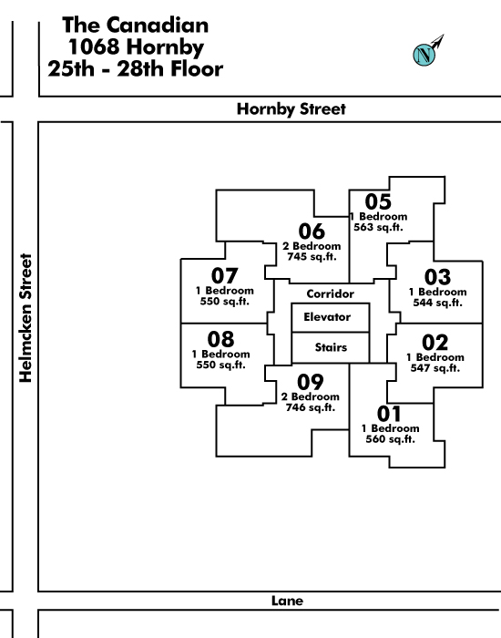 Imperial Tower floor plate – Floor 25,26,27,28, Vancouver