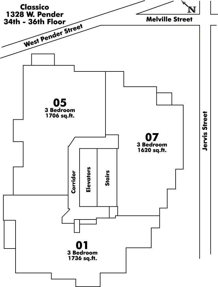 York West floor plate – Floor 34,35,36, Vancouver
