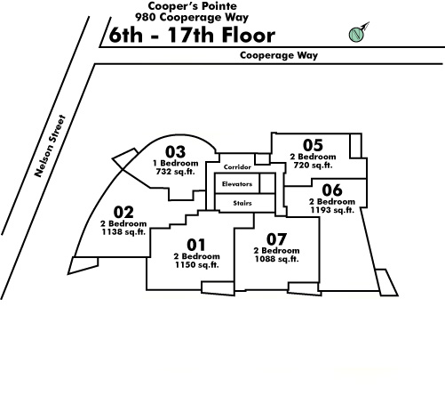 Coopers Pointe floor plate – Floor 6,7,8,9,10,11,12,15,16,17, Vancouver