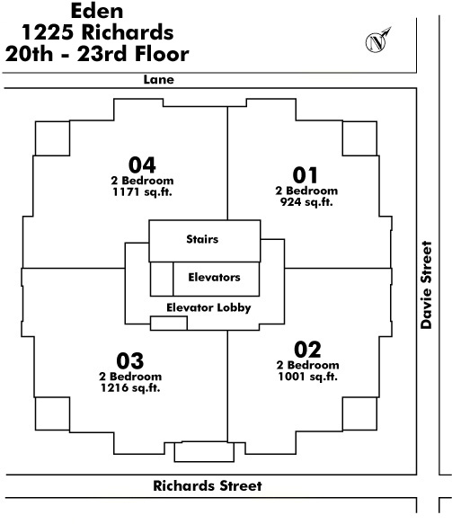 Cambridge Gardens floor plate – Floor 20,21,22,23, Vancouver