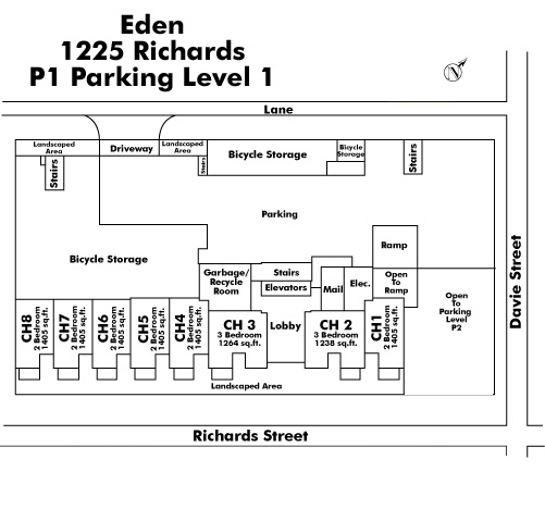 Cambridge Gardens floor plate – Floor P1, Vancouver