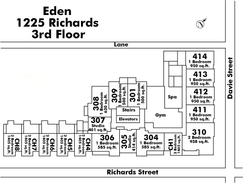 Cambridge Gardens floor plate – Floor 3, Vancouver