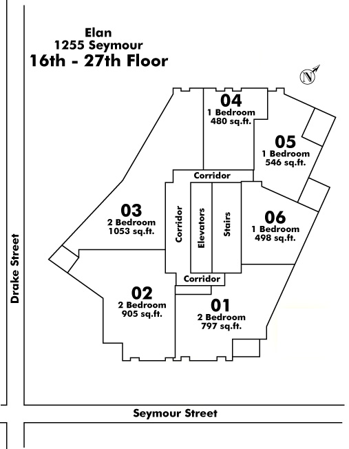 1116 W 11TH floor plate – Floor 16,17,18,19,20,21,22,23,24,25,26,27, Vancouver