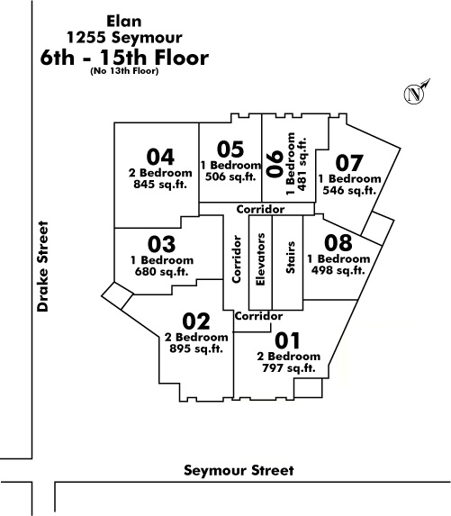 None floor plate – Floor 6,7,8,9,10,11,12,14,15, Vancouver