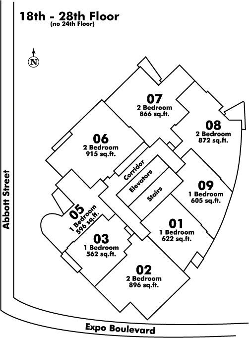 Firenze floor plate – Floor 18,19,20,21,22,23,25,26,27,28, Vancouver