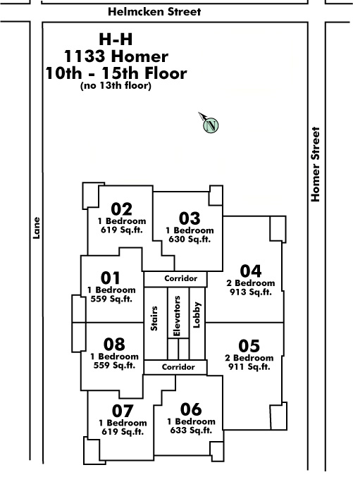 Devon Gate floor plate – Floor 10,11,12,14, Vancouver