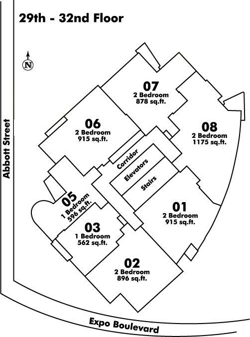 Firenze floor plate – Floor 29,30,31,32, Vancouver