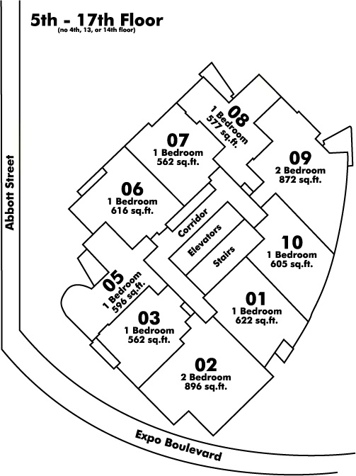 Firenze floor plate – Floor 5,6,7,8,9,10,11,12,15,16,17, Vancouver