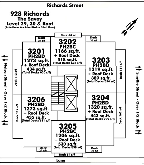 Fairview Slopes floor plate – Floor 32, Vancouver