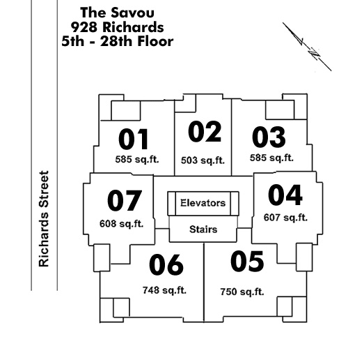 Fairview Slopes floor plate – Floor 5,6,7,8,9,10,11,12,13,14,15,16,17,18,19,20,21,22,23,24,25,26,27,28, Vancouver