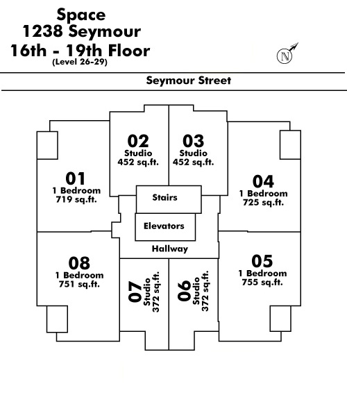 Tell Manor floor plate – Floor 16,17,18,19, Vancouver