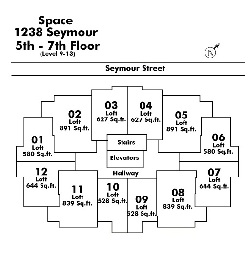 Tell Manor floor plate – Floor 5,6,7, Vancouver