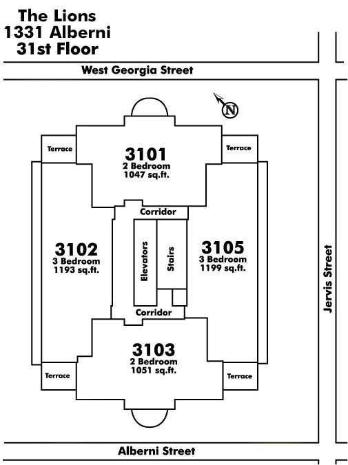 Old Kits Townhomes floor plate – Floor 31, Vancouver