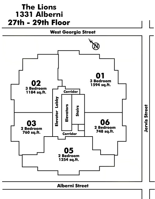 Old Kits Townhomes floor plate – Floor 27,28,29, Vancouver