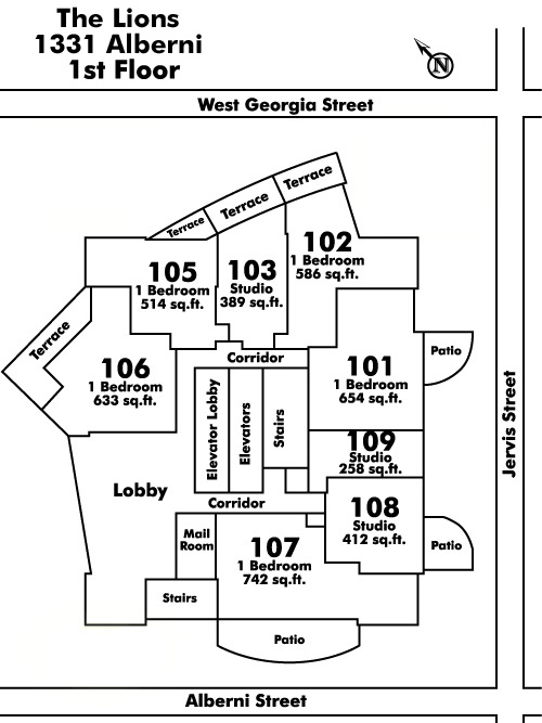 Old Kits Townhomes floor plate – Floor 1, Vancouver