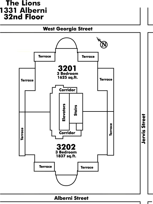 Old Kits Townhomes floor plate – Floor 32, Vancouver