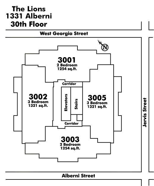 Old Kits Townhomes floor plate – Floor 30, Vancouver