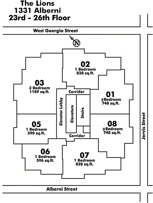 Old Kits Townhomes floor plate – Floor 23,25,26, Vancouver