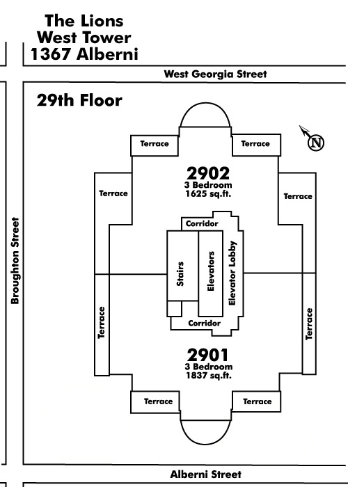 The Malibu floor plate – Floor 29, Vancouver