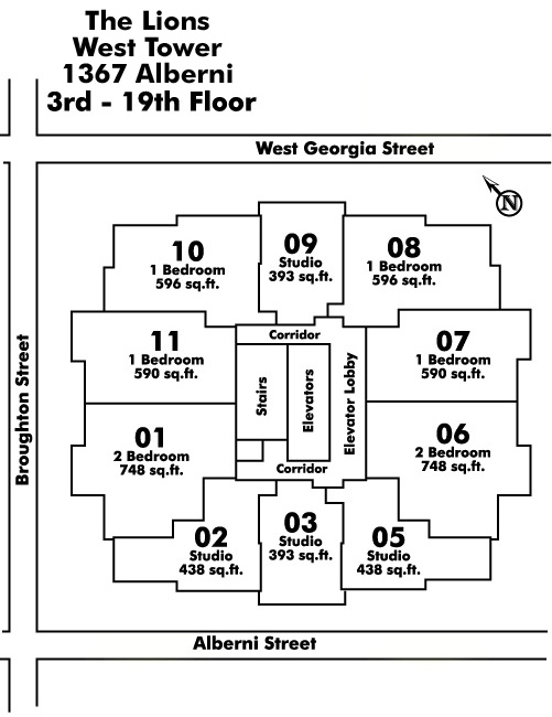 The Malibu floor plate – Floor 3,4,5,6,7,8,9,10,11,12,15,16,17,18,19, Vancouver