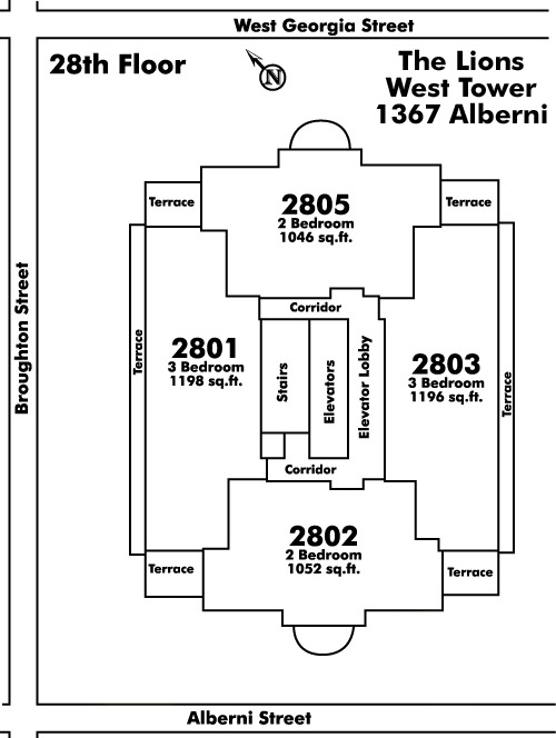 The Malibu floor plate – Floor 28, Vancouver
