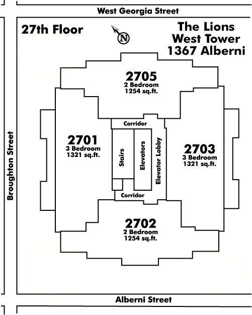 The Malibu floor plate – Floor 27, Vancouver