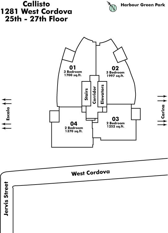 Willow Arbor floor plate – Floor 25,26,27, Vancouver