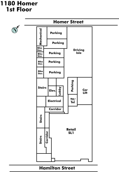 886 Broughton Street floor plate – Floor 1, Vancouver