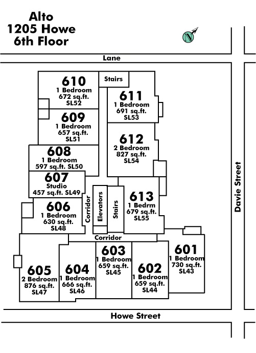 Landmark Manor floor plate – Floor 6, Vancouver