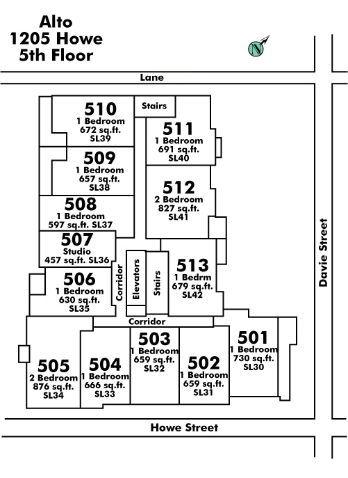 Landmark Manor floor plate – Floor 5, Vancouver
