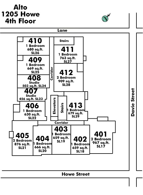 Landmark Manor floor plate – Floor 4, Vancouver