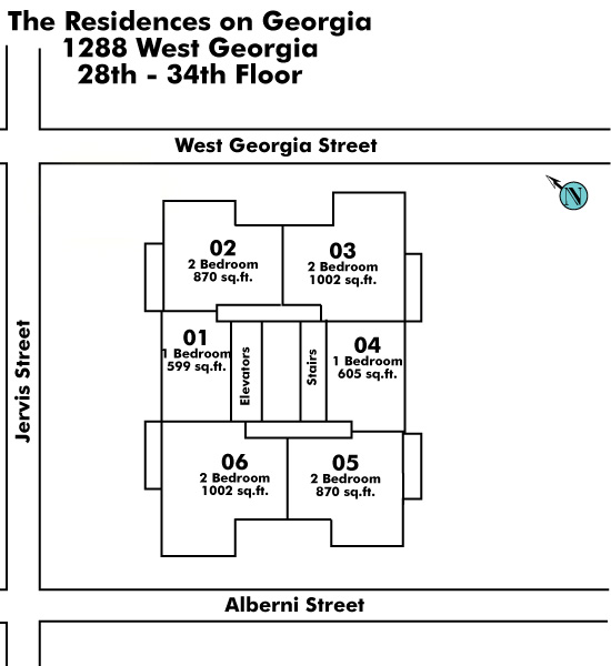 The Edgewater floor plate – Floor 28,29,30,31,32,33,34, Vancouver