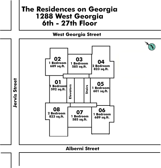 The Edgewater floor plate – Floor 6,7,8,9,10,11,12,13,14,15,16,17,18,19,20,21,22,23,24,25,26,27, Vancouver