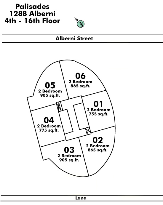 Liberte floor plate – Floor 4,5,6,7,8,9,10,11,12,13,14,15,16, Vancouver
