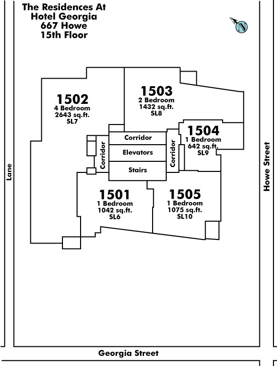 The Private Residences floor plate – Floor 15, Vancouver
