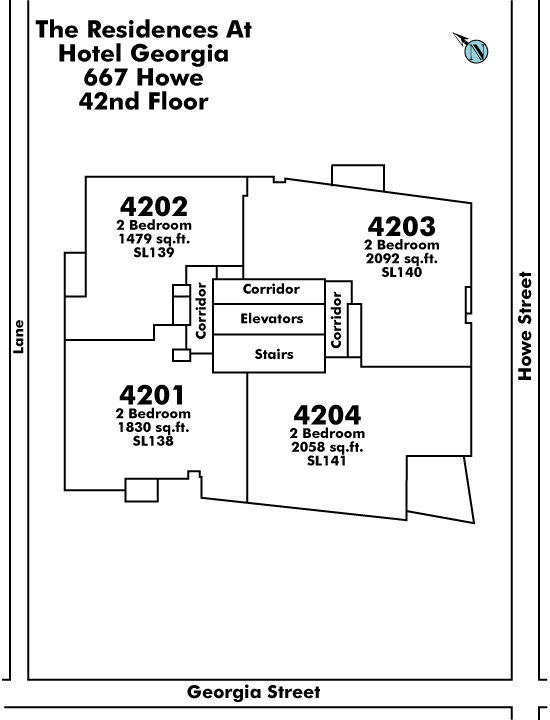 The Private Residences floor plate – Floor 42, Vancouver