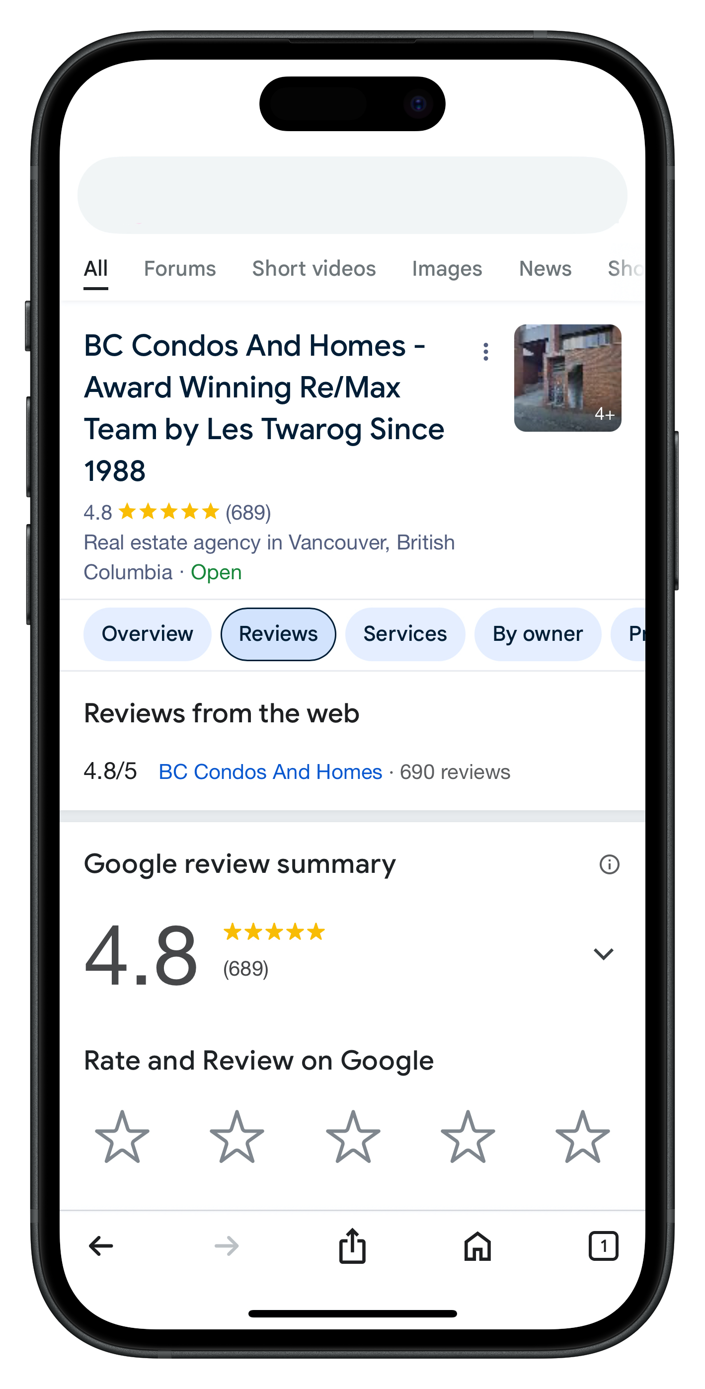 iphone with review page
